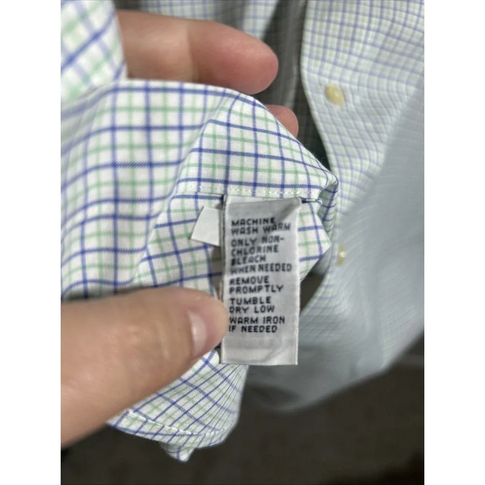 Polo Ralph Lauren Plaid Button Down Shirt Mens 18 34/35‎ Blue Pony Long Sleeve